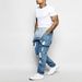 Men's Clothing Fashion Men's Strappy Denim Rompers Ripped Jeans Trousers_viptrois.com