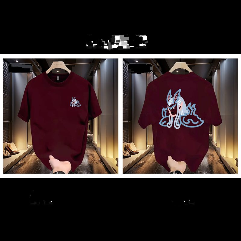 2025 New Cartoon Cotton Short-sleeved Versatile Creative Casual Printing T-shirt Men's Trendy Round Neck Top Ins_viptrois.com