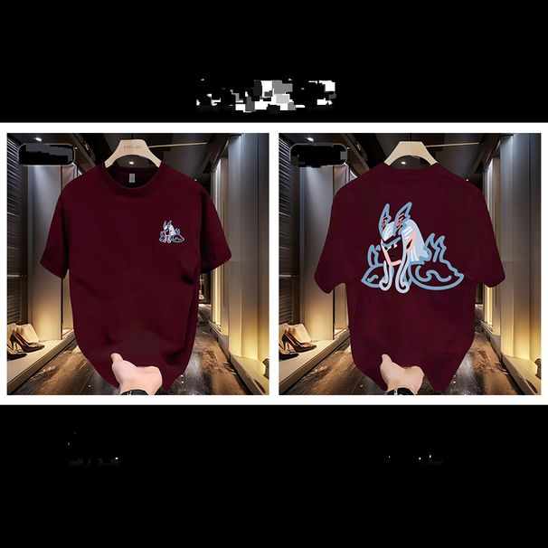 2025 New Cartoon Cotton Short-sleeved Versatile Creative Casual Printing T-shirt Men's Trendy Round Neck Top Ins_viptrois.com