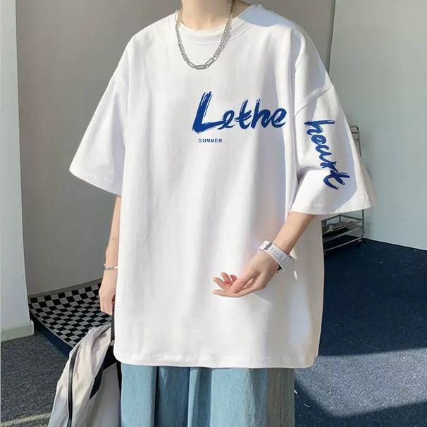 2025 Pure Cotton Large-size Loose Fashion Brand Short-sleeved T-shirt For Men, Summer Half-sleeved, Versatile And Slim-fitting Clothes_viptrois.com