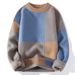 Men's Oversized Knit Sweater - Round Neck, Loose Fit Casual Pullover (Black/Pink/Khaki/Army Green)_viptrois.com