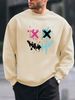 Men's Loose Casual Fashionable Smiling Face Pattern Printed Round Neck Long Sleeved Sweatshirt For Autumn And Winter_viptrois.com