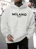 Men's Autumn And Winter Casual Fashionable Loose Hooded Sweatshirt MILANO ITALIA Pattern Printed Warm Long Sleeved Pullover_viptrois.com