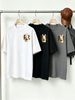 100% Cotton Men's 3-Pack T-shirts Cute Bunny With Green Bag And FR Monogram Print Crew Neck Short Sleeve Casual Tops In Black White Gray_viptrois.com