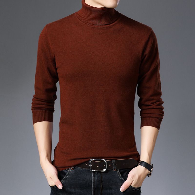 Men's High Neck Sweater Winter Warm Knit Pullover Soft Wool Blend Casual Loose Fit Long Sleeve Turtleneck Top_viptrois.com