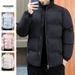 Men's Winter Padded Jacket With Stand Collar - Lightweight Warm Coat For Couples, Japanese Streetwear Style, Thickened Short Puffer Coat_viptrois.com