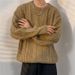 Men's Clothing Retro Twisted Sweater Ins Trendy Autumn And Winter Solid Color Knitted Sweater Loose Casual Bottoming Sweater_viptrois.com