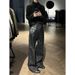 Snake Track Original Denim Narrow Selvedge Burnt Flower Flared Jeans Men's American Retro Jacquard Patchwork Pants Straight Trousers_viptrois.com