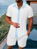 Summer 2025 European And American Men's Color-blocking Shirts, Casual Short-sleeved Shirts, Shorts And Beach Suits_viptrois.com