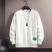 Heavy Jacquard Sweatshirt Men's Autumn And Winter Trendy Brand Thickened Long Sleeved Bottoming Shirt Design Versatile Men's White Clothes_viptrois.com