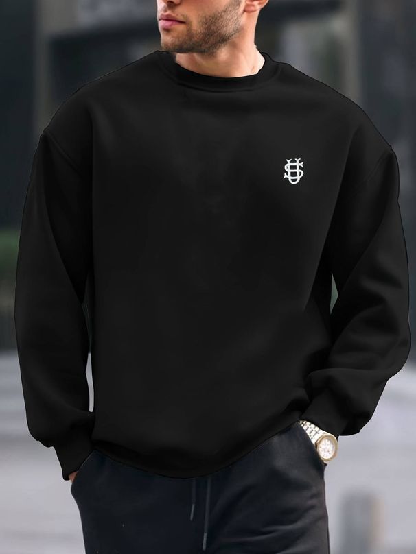 Men's Casual Loose And Simple=Printed Round Neck Long Sleeved Sweatshirt In Autumn And Winter_viptrois.com