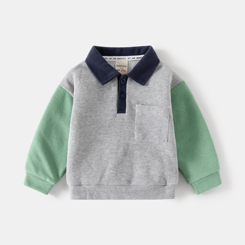 kids'clothing Fall children's wear boys square collar pocket coat baby sleeved hoodie trend_viptrois.com