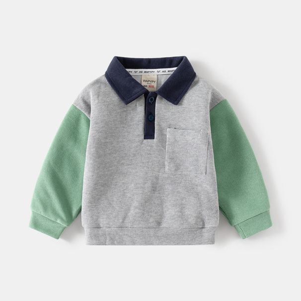 kids'clothing Fall children's wear boys square collar pocket coat baby sleeved hoodie trend_viptrois.com