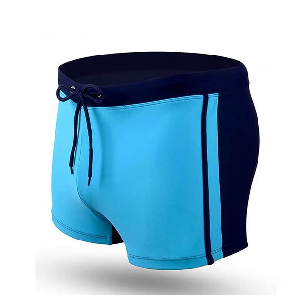 Men's Clothing New Men's Swimming Trunks Comfortable Breathable Sports Nylon Plain Boxer Briefs Fashionable Lace Up Swimming Trunks_viptrois.com