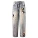 Men's Summer New 2025 Personalized Letter Jeans Hip Hop Ins High Street Trendy Rascal Handsome Pants_viptrois.com