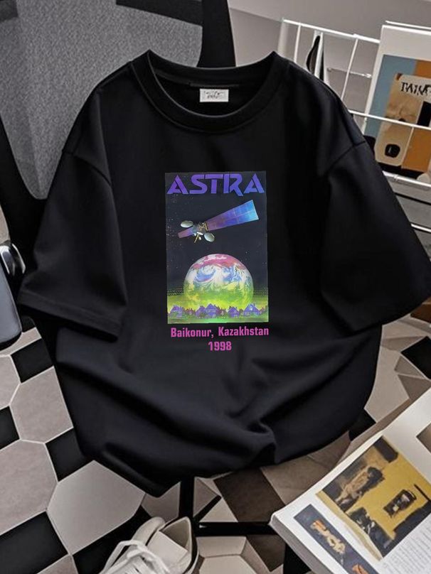Vintage 1998 Astra 2A Satellite Launch Baikonur Kazakhstan T Shirt Lg NWOT Rare! Fashion Breathable Casual Summer Homme Slightly Designer Clothes_viptrois.com