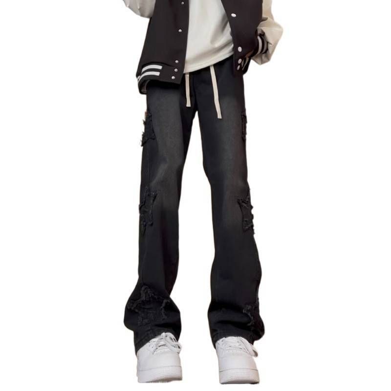 Men's Clothing Cleanfit High Street Scimitar Jeans Men's Design Sense High Waist Flared Pants Slim Fit Straight Trousers_viptrois.com