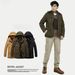 Men's Heavyweight Washed Cotton Jacket – Fleece-Lined Winter Coat With Hood (Army Green/Navy/Khaki)_viptrois.com
