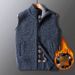 Men's Thick Knit Vest Cardigan For Winter - Warm Fleece Lined Sleeveless Sweater, Breathable & Comfortable, Suitable For Middle-Aged & Seniors_viptrois.com