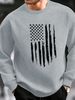 Men's Loose Casual Fashionable American Flag Print Round Neck Long Sleeved Pullover Hoodie For Autumn And Winter_viptrois.com
