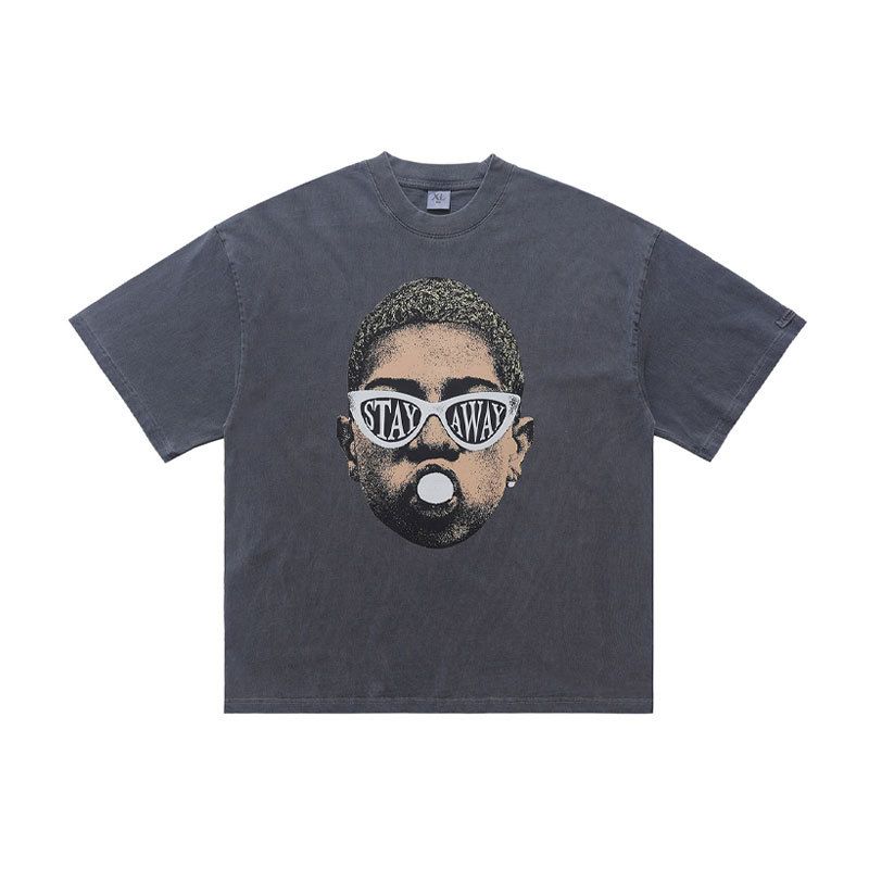 American Street Style 300g Washed Vintage Summer New Loose Short Sleeve Unisex Top_viptrois.com