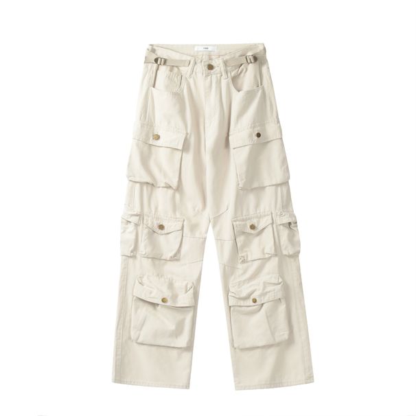 Men's Clothing Retro Army Green Overalls Men's Loose Straight Multi Pocket Wide Leg Pants Vibe Wind Pants Men Ins_viptrois.com