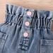 Mother & Kids Children's Clothing Girls Summer Pit Solid Color Sleeveless Off Shoulder Pullover Ripped Denim Trousers Two Piece Set_viptrois.com