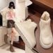Large-size platform snow boots women's winter short tube lazy man with a slip-on warm cotton shoes_viptrois.com