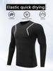 Men's Compression Long Sleeve Workout Shirt – Moisture-Wicking Polyester-Spandex Blend For Running & Gym (Black/Grey/Navy, XS-XXL EU/US Sizing)_viptrois.com