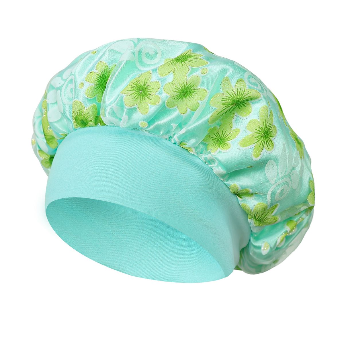 Cross Border New Satin Double Layer Sleeping Cap Pastoral Style Versatile Mesh Bronzing Hair Care Cap Elastic Headband Chemotherapy Cap_viptrois.com