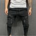 Men's Clothing Men's Hot School Bag Pocket Fitness Drawstring Small Feet Zipper Patch Pocket Slim Fit Sweatpants_viptrois.com