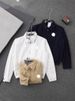 Correct Code Can Be Scanned Pony Embroidered Small Logo Old Money Style Blue And White Contrast Color Lapel Jacket_viptrois.com
