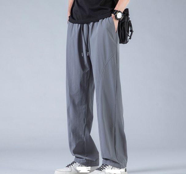 Men's Summer Ice Silk Pants Cool Feeling Quick Dry Straight Casual Pants Loose Breathable Thin Section Sports Pants_viptrois.com