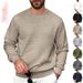 Men's Casual Checkered Texture Sweatshirt – Lightweight Long Sleeve Crewneck Pullover For Spring & Autumn (Black/Navy/Khaki, S-XXXL)_viptrois.com