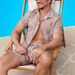 Men's Clothing Leisure Vacation Style Fashion Trend All Match Printed Shirt Suit_viptrois.com