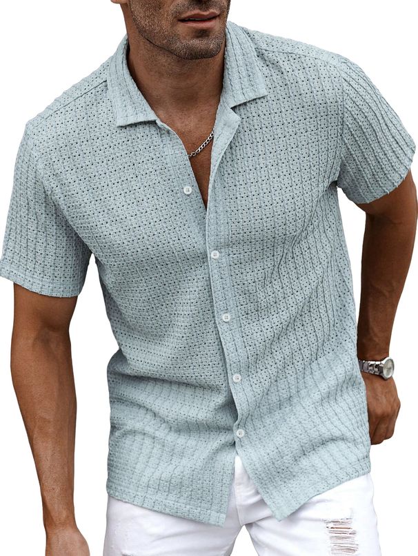 Men's Collared Button Shirt Style New Summer Cool Breathable Casual T-Shirt_viptrois.com