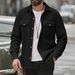 "Men's Corduroy Work Shirt Jacket - Polyester Blend Relaxed Fit Button-Up With Chest Pockets (Black/Grey/Khaki/Olive, S-XXXL)"_viptrois.com