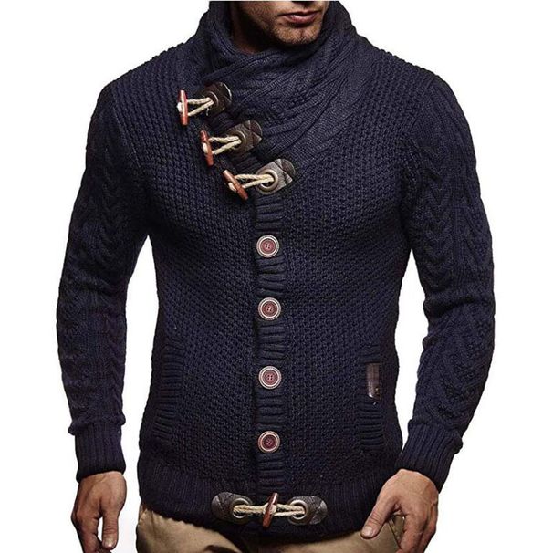 Men's Clothing Men's Slim High Collar Single Breasted Cardigan Oversized Long Sleeve Knitted Sweater Men's Clothes_viptrois.com