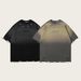 Unisex Hip Hop Washed Distressed T-Shirt - Oversized Streetwear Tee With Gradient Print & Raw Hem (S-XXL)_viptrois.com
