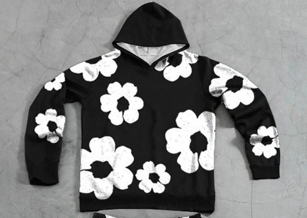Men's Clothing Men's Summer Black And White Floral Print Shorts, Trendy And Stylish Casual Sports Pants, New Arrival For Spring And Summer._viptrois.com