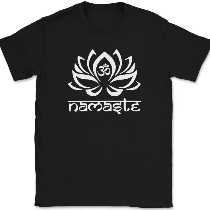 Lotus Namaste Om T-Shirt Mens Womens Tees Top Hindu Buddhist Religious Spiritual Graphic Gift Tee_viptrois.com