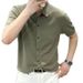 Men's Clothing Summer New Men's Fashion Casual Versatile Comfortable Solid Color Knitted Lapel Polo Shirt_viptrois.com