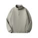 Men's Heavyweight Textured Half-Zip Stand Collar Sweatshirt – 390g Thickened Relaxed Fit Pullover For Autumn & Winter (Minimalist Style)_viptrois.com
