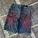 Men's Clothing Fully Embroidered Denim Shorts High Street Gothic Style Loose Wide Leg Shorts_viptrois.com