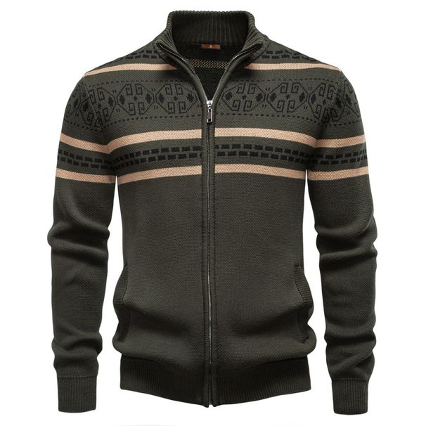 Pure 2025 Autumn Winter New European Size Cross-Border Cardigan Sweater Zipper Knitted Men's Jacket_viptrois.com