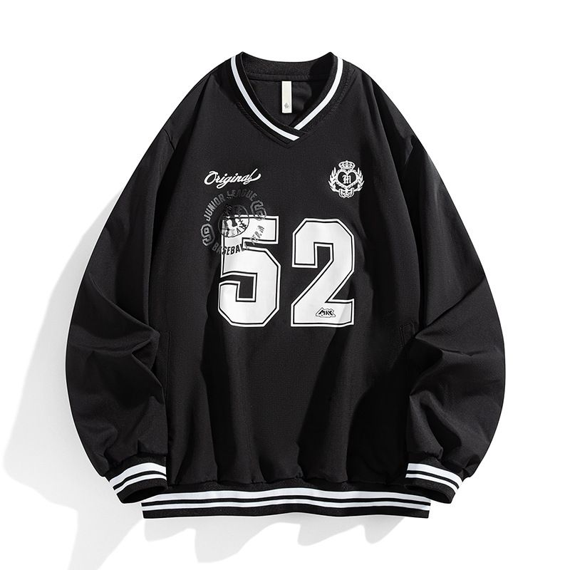 Retro Digital Print V-Neck Sweatshirt For Men & Women - Soft Polyester Pullover With Long Sleeves (S-3XL, Multiple Colors)_viptrois.com