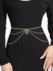 waist chain Green Crystal Jewel Pendant Multi-layer wave side swing chain waist_viptrois.com
