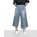 Men's Clothing Retro High Street Washed Irregular Ripped Denim Shorts Trendy Rest Wide Leg Loose Cropped Trousers_viptrois.com