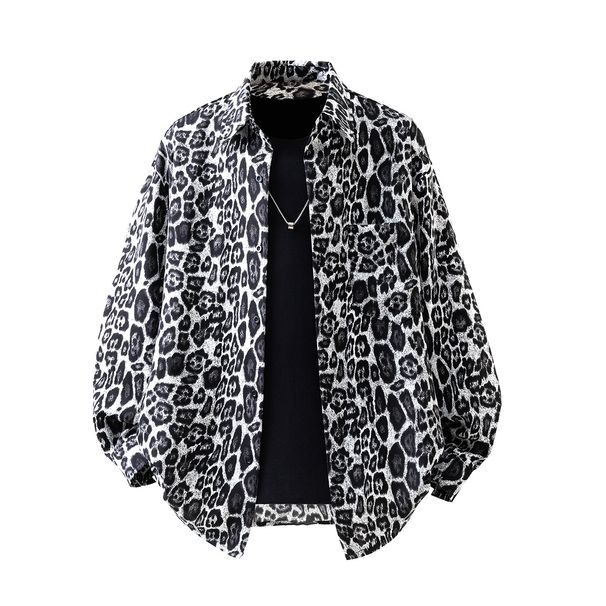 Autumn New Three-dimensional White Background Leopard Print Shirt In Large Size, Casual And Fashionable Temperament, Loose Long Sleeved Shirt_viptrois.com