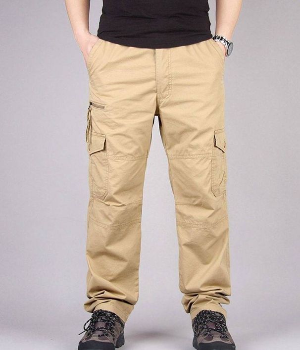 Men's Clothing Men's Multi-Pocket Cotton Cargo Pants – Classic Workwear For Outdoor & Urban Style_viptrois.com